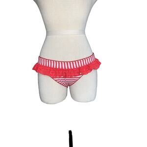 Bikini Bottom Orange Stripe Ruffle Swimwear Size 10 Boho NWT Topanga